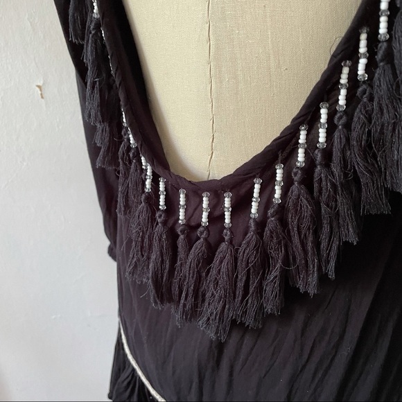 Skemo Open Back Beaded Fringe Long Sleeve Cover Up - Picture 5 of 8